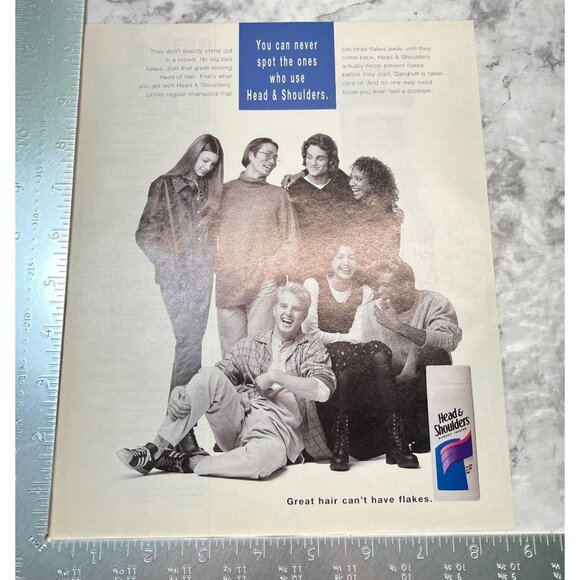 Head and Shoulders Shampoo Print Ad Vintage 90s Dandruff Hair Care - Picture 2 of 5